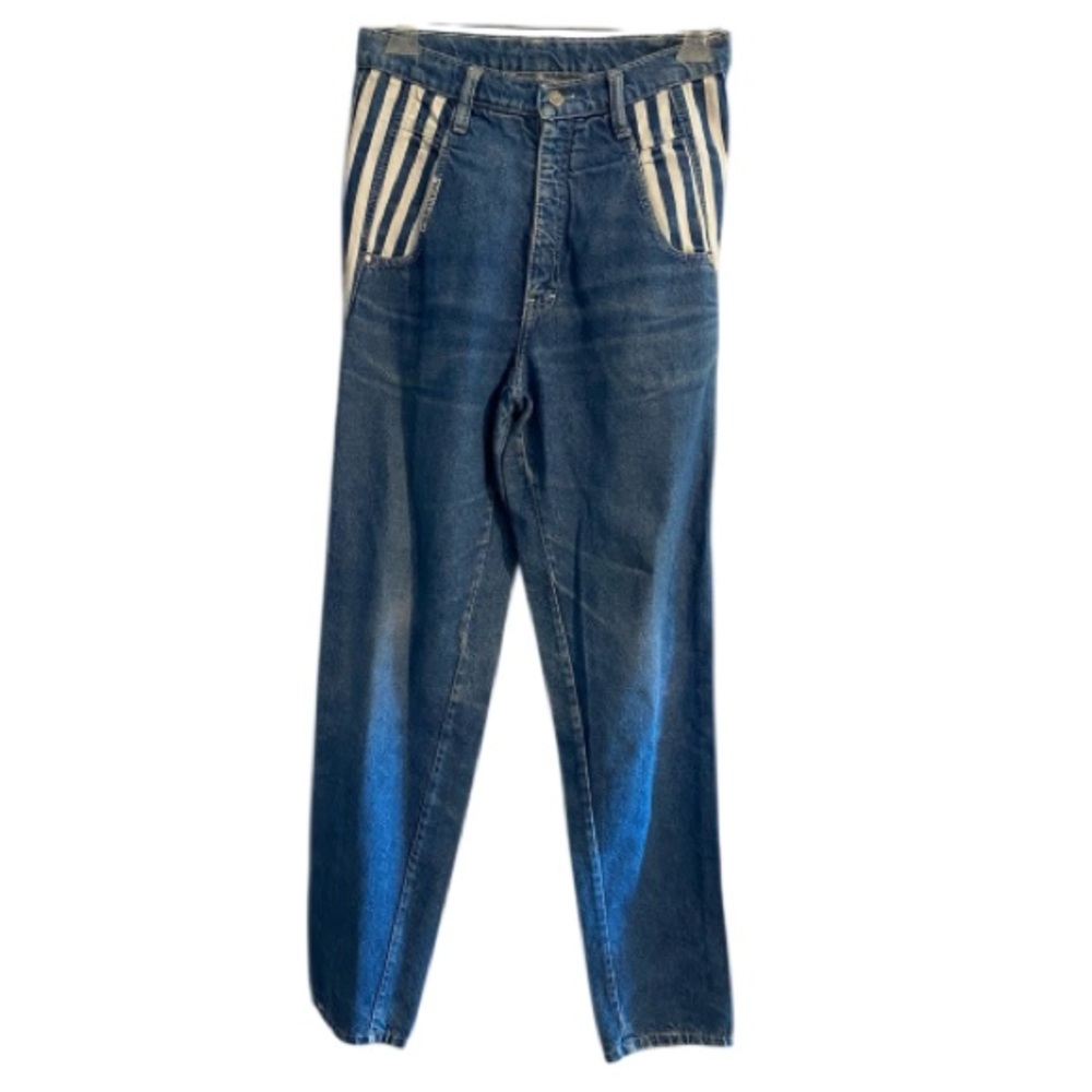 VTG 80’s Pioneer High Waist Straight Jeans Striped Pockets 32 Super Rare